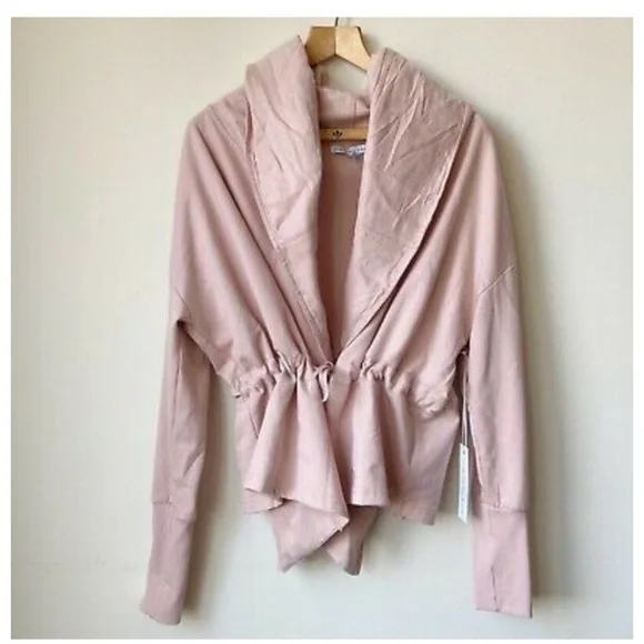 young fabulous & broke Blush Pink Open Front Hoodie Sweater Jacket - Picture 2 of 4